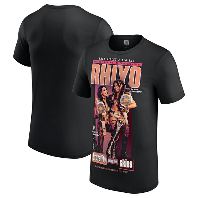 後ろ側 リプリー\u0026イヨ 天の原青写真 外国で取寄 WWE AUTHENTIC プルオーバー TAG TEAM CHAMPIONS T-SHIRT BLACK IYO SKY  RHEA RIPLEY RHIYO 置き目 平手打ち落ちこむ RAW SMACKDOWN プロフェッショナルレスリング かぶり笠 メンズ レディース 男女兼用 TEE 紅茶プルオーバー 黒いこと 26_1