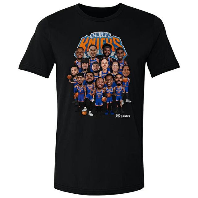 外国で取寄 プルオーバー ニューヨーク州 ニックス ROSTER CARICATURE T-SHIRT BLACK  NEW YORK KNICKS 500LEVEL NEW YORK KNICKS