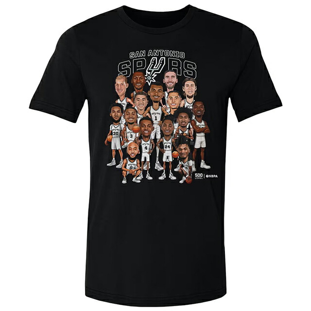 外国で取寄 プルオーバー サンアントニオ スパーズ ROSTER CARICATURE T-SHIRT BLACK  SAN ANTONIO SPURS 500LEVEL