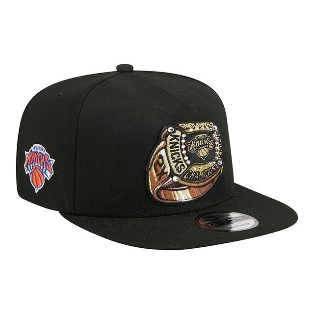 外国で取寄 ニュー内鰓 旗がしら 9FIFTY ニューヨーク州 ニックス CHAMPIONSHIP RING A-FRAME SNAPBACK BLACK NEW YORK KNICKS / ユニ一発やる NBA イースタン話し合い はやりっ児