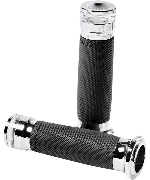 VISION SERIES CONTOUR グリップ ターンシグナル付き:電子スロットル/クローム｜アンバーピース