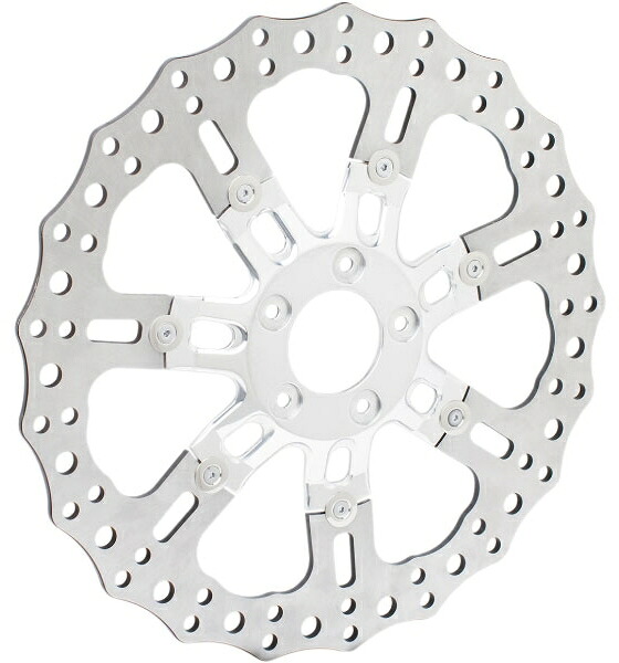 14”TWO-PIECE フローティングローター:7VALVE クローム 2006~17年ダイナ、2015~17年ソフテイル、2008~16年ツーリング フロント用|アンバーピース