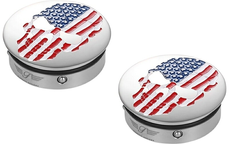 カスタムスイングアーム カバー:1986年以降ツーリング　Stainless American flag skull