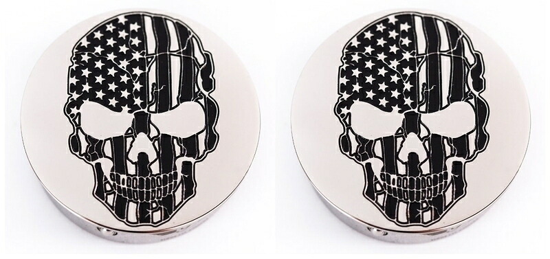 カスタムスイングアーム カバー:1986年以降ツーリング　Stainless contrast cut American flag skull