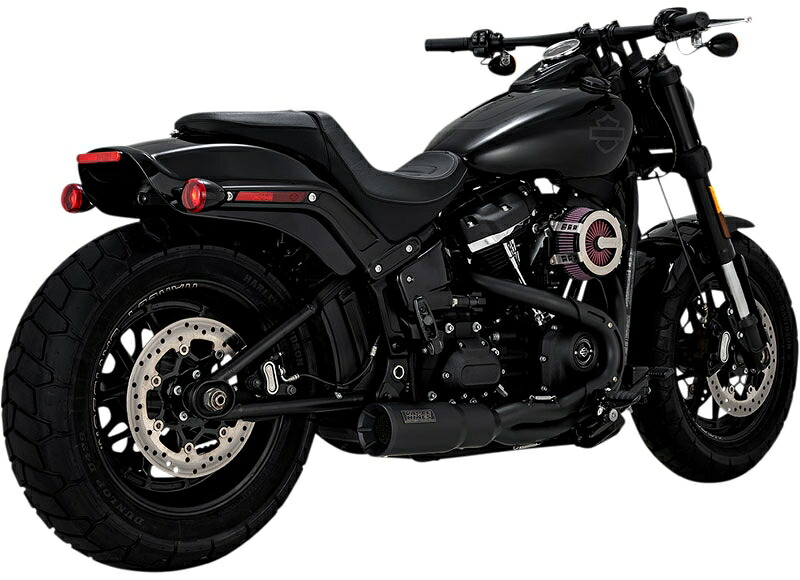 VANCE＆HINES ステンレス HI-OUTPUT 2in1 ショートエキゾースト ブラック:2018～24年ソフテイル