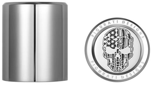 ドッキングカバー SHORT-FAT:Stainless contrast cut American flag skull｜アンバーピース