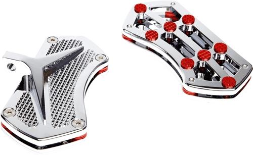 DIAMOND パッセンジャーフロアボード　【フロアボード】:クローム　【スキッドプルーフ】:レッド
