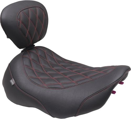 WIDE TRIPPER ソロシート バックレスト付き DIAMOND-STITCH ブラック/ダークチェリーステッチ 2023年以降FLHXSE、FLTRXSE、2024年以降FLHX/U、FLTRX/STSE