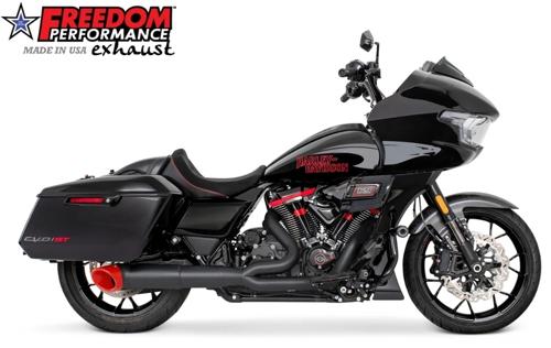 2STEPPED MID UNION 4.5インチ ターンアウト スラッシュエンドキャップ ブラック/GLOSSY RED 2017年以降ツーリングモデル|アンバーピース