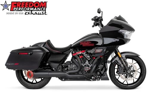 2STEPPED MID UNION 4.5インチ ターンアウト ストレートエンドキャップ ブラック/GLOSSY RED 2017年以降ツーリングモデル|アンバーピース