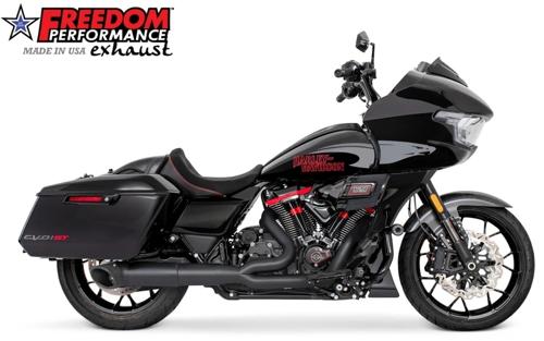 2STEPPED MID UNION 4.5インチ ターンアウト スラッシュエンドキャップ ブラック/PITCH BLACK 2017年以降ツーリングモデル｜アンバーピース