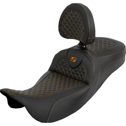 EXTENDED REACH ROADSOFA DS バックレスト シート オレンジステッチ 2008～25年ツーリングモデル（但し2023年以降FLHXSE、FLTRXSE、2024年以降FLHX/U、FLTRX/STSEは除く）｜アンバーピース
