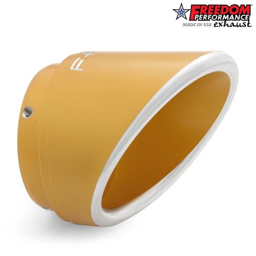 4.5インチ SLASH (2-STEP) エンドキャップ SCULPTED GOLD FREEDOM PERFORMANCE EXHAUST 4.5インチ スリップオンマフラー用