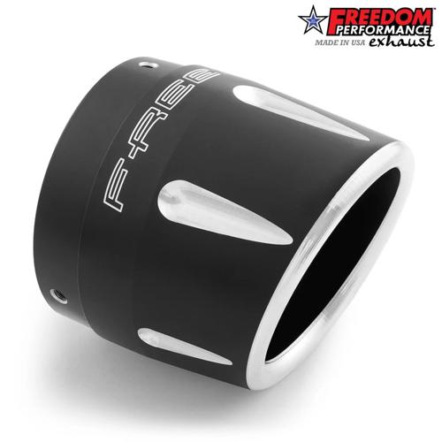 4.5インチ COMBAT FLUTED (2-STEP) エンドキャップ SCULPTED BLACK FREEDOM PERFORMANCE EXHAUST 4.5インチ スリップオンマフラー用