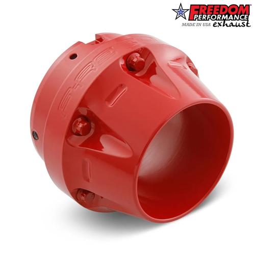4インチ AMERICAN OUTLAW エンドキャップ GLOSSY RED FREEDOM PERFORMANCE EXHAUST 4インチ スリップオンマフラー用｜アンバーピース