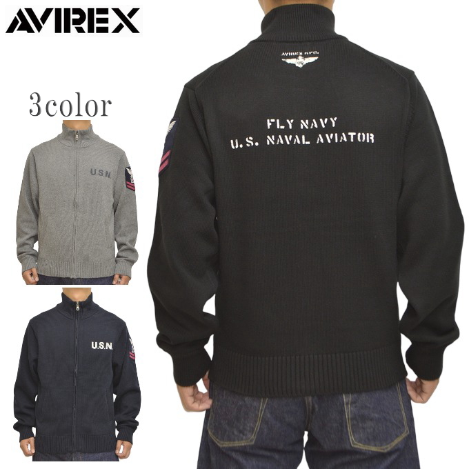 AVIREX アヴィレックス 783-3930012 ネイバル 照明ランプ色つや ジップ 編み物 上衣 プルオーバー アビレックス メンズ 貨物輸送無料 新作
