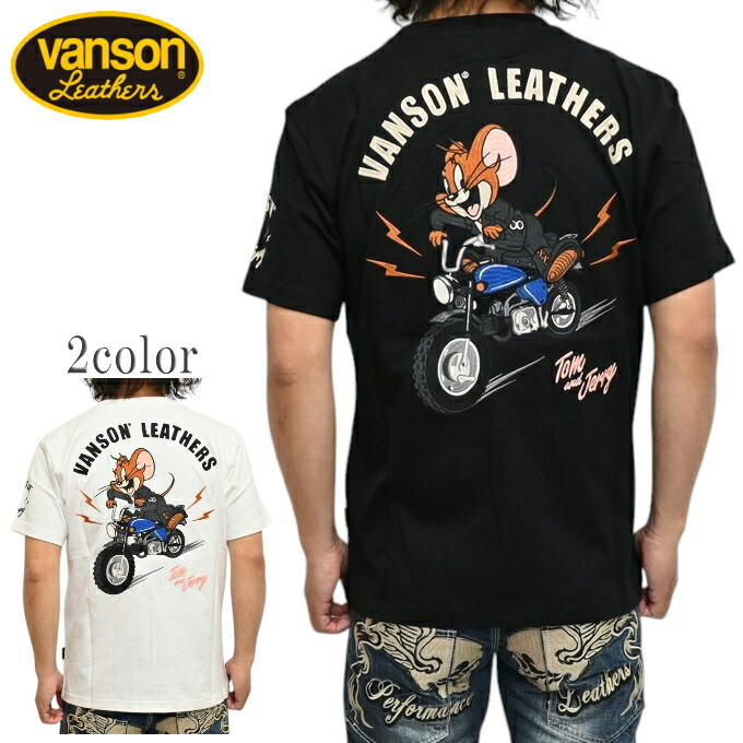 バンソン VANSON トムとゼラチン TJV-2518 半袖Ｔシャツ ライドオンバイク 天竺半袖TEE トップス メンズ 貨物輸送無料 新作