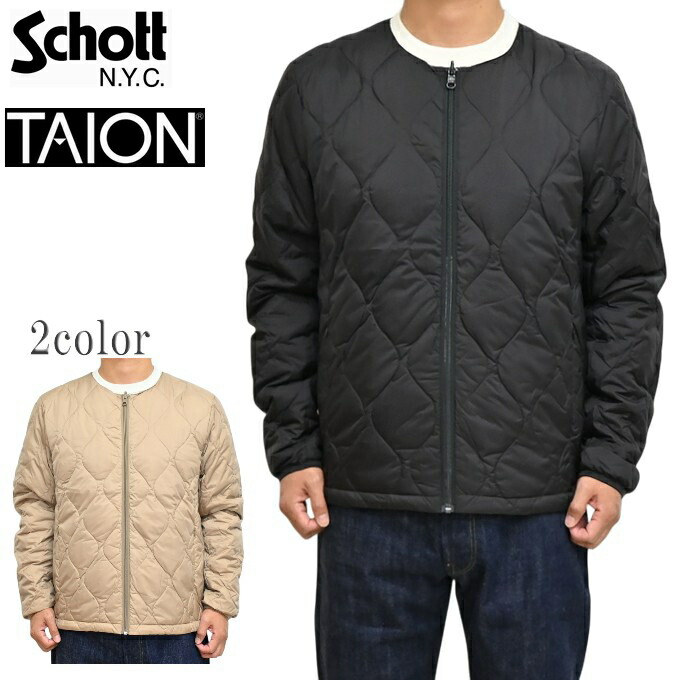 Schott NYC 打つこと TAION タイオン 782-5253003 肌付き 落ちこむ上衣 INNER DOWN JACKET メンズ 貨物輸送無料 新作