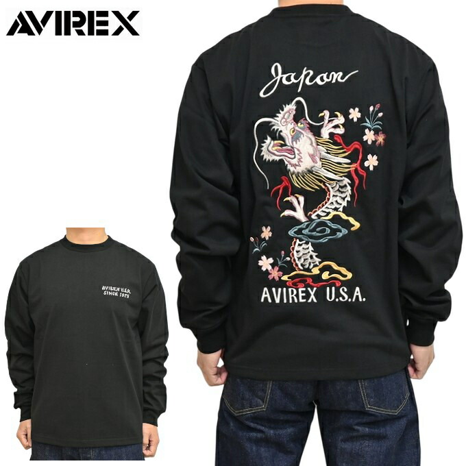 AVIREX アヴィレックス 783-6130004 差し上げ物 長袖Ｔシャツ DRAGON＆ CHERRY BLOSSOMS ロンＴ アビレックス トップス メンズ 貨物輸送無料 新作