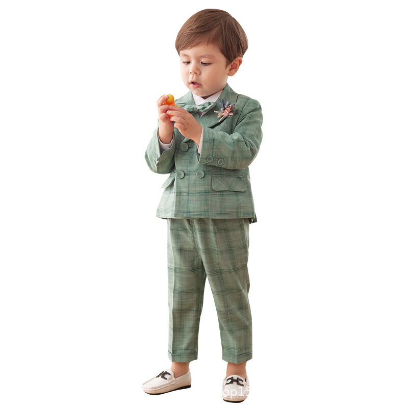 グリーン ピンク ブルー チェック柄 キッズ スーツセット 子供スーツ キッズ服 男の子衣装 ズボン コート 蝶リボン 3点セット 上下セット セットアップ 演出 入園式 発表会 七五三 結婚式フォーマル 80cm 90cm 100cm 110cm 1cm 130cm Clinicalaspalmeras Com