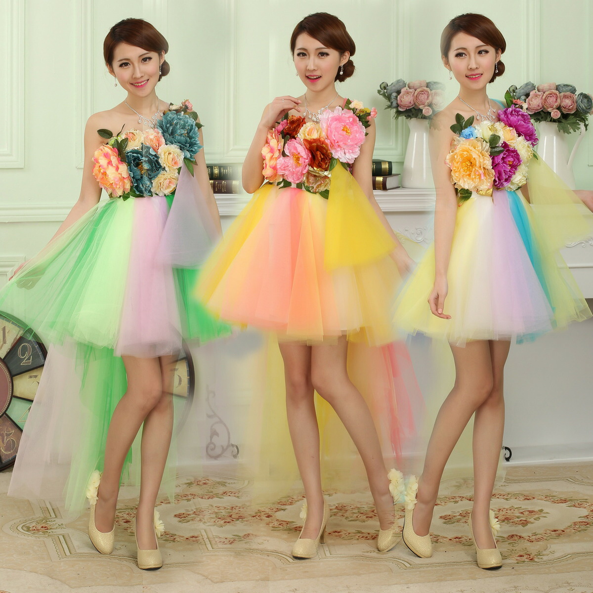 楽天市場】ブルー カラードレス ミニ丈 二次会ドレス パーティー