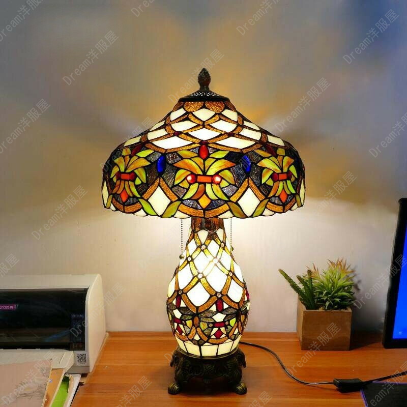 40*65CM 花柄 ステンドグラスランプ スタンド照明 おしゃれ    ガラス 上質 ステンドグラス ランプ  アンティーク 小型 LED対応 ギフト 卓上照明  テーブルランプ 卓上照明器具 ナイトランプ ライト プレゼント ギフト 合金台座 豪華