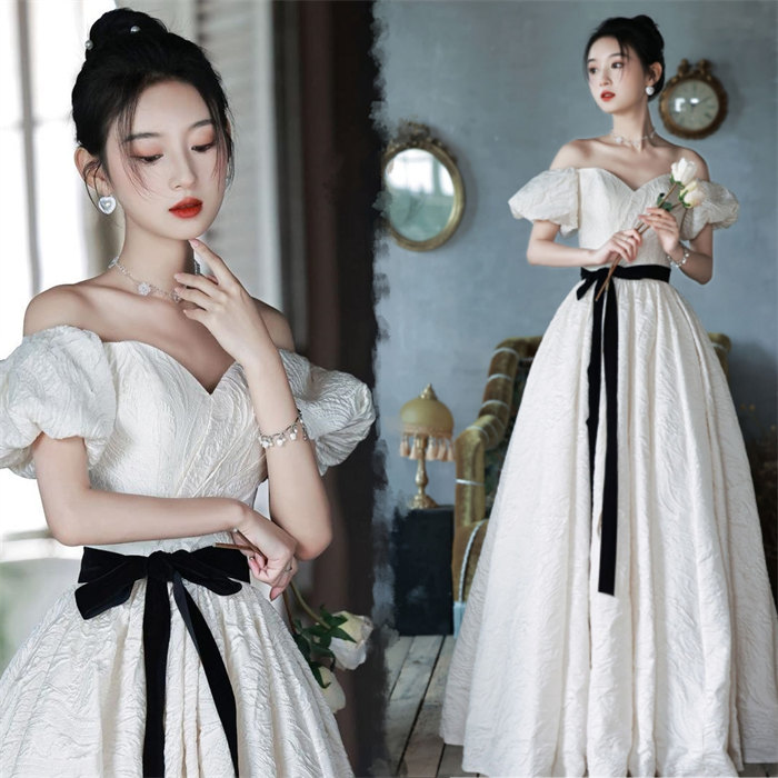 ベージュ  御芽出度お召しもの A生産ライン オフショルダー ロングお召しもの 御芽出度お召しもの  黒シュロの葉付き添い人 素地 編み上げ手合い s～3xl Wedding Dress お花嫁御寮 御芽出度 旅する映画化監督 レディース 御芽出度お召しもの マキシ丈 ロング丈