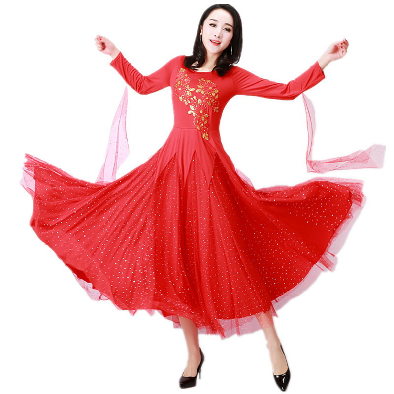 社交ダンス ワンピース 衣装 モダンドレス 受注生産m L ウェア Xl 2xl 体操 ダンス 3xl レッド長袖レース 社交ダンス 衣装 モダンドレス ラテンドレス ラテン衣装 社交ダンスドレス 大きい裾 豪華なドレス ダンス衣装 ワンピース ダンス衣装 ダンス発表会 競技着 練習着