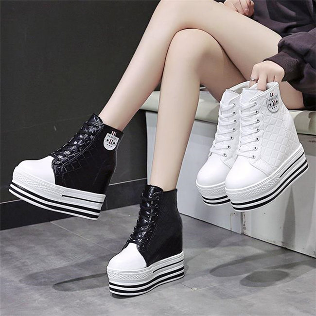 21正規激安 ブラック ホワイト 12cmヒール ハイカット レディーススニーカー 厚底スニーカー レディース シューズ 無地 インヒール 厚底 カジュアル スニーカー 女の子 運動 靴 女性 春 秋 冬 新作 白 黒 おしゃれ かわいい Whalestale Com Fj