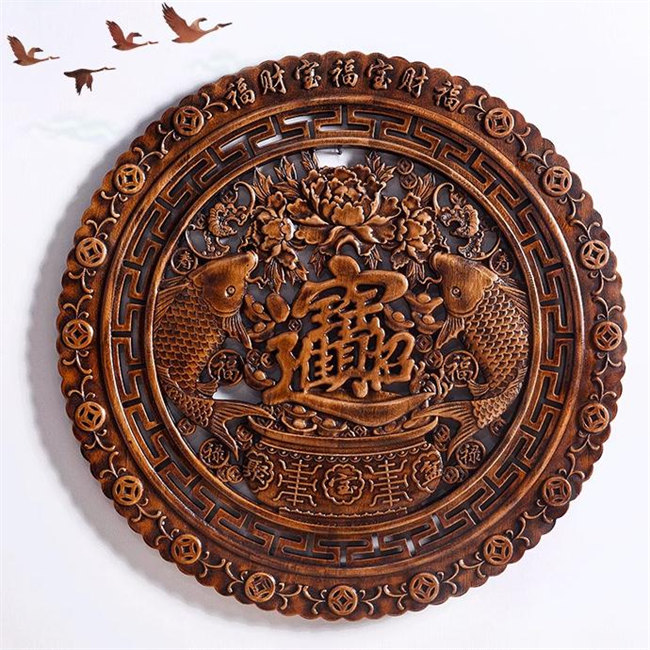 楽天市場】直径58CM 木製 壁掛け 壁飾り 彫刻 木彫り 手彫り