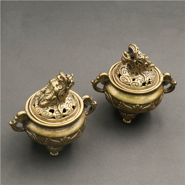 九つの龍の香炉 骨董品 九つの龍の香炉 銅製 銅製 骨董品 重みがある