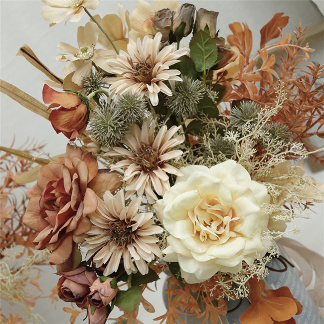 オレンジ ブーケ 結婚式 花嫁 ブライダルブーケ ウエディングブーケ ウェディングブーケ 手作り