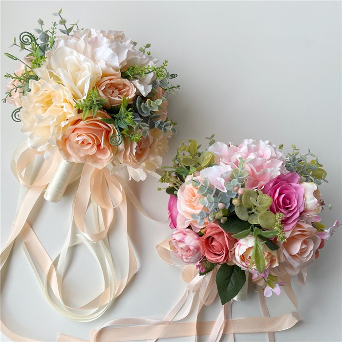 2色展開ウェディングブーケ 造花ブーケ ブライダルブーケ ラウンドブーケ トスブーケ 結婚式 花束 ローズ 最大94 オフ