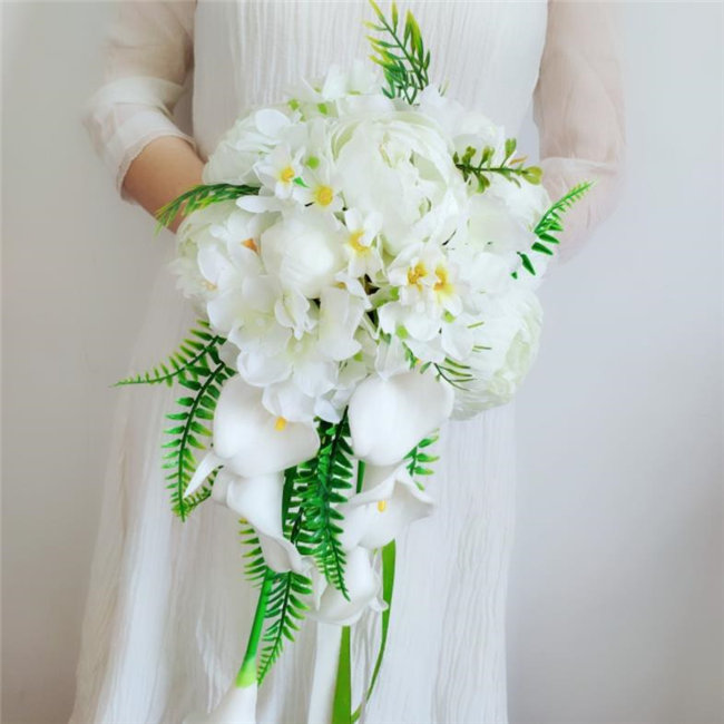 ホワイト ブーケ ウエディングブーケ ウェディングブーケ 手作り 結婚式 花嫁 ブライダルブーケ