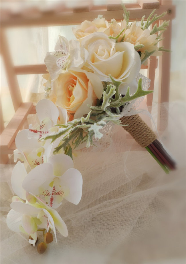 オレンジ ブーケ 手作り ブライダルブーケ 花嫁 結婚式 ウェディングブーケ ウエディングブーケ