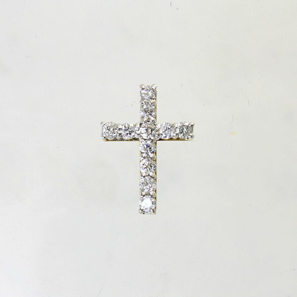 【中古】　１８金YG,WG　ダイヤ　0.50ct　クロスペンダント｜Discount Store ANDOUSHOUJI