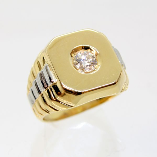 【中古】 １８金，プラチナ 金剛石 0.527コンピュータ断層撮影法 メンズ輪っか 16.5号
