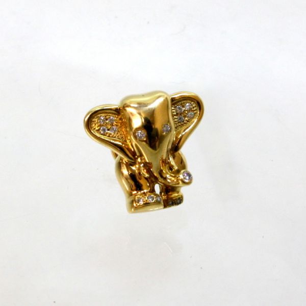 【中古】　１８金　ダイヤ　0.17ct　象デザイン　ピンブローチ