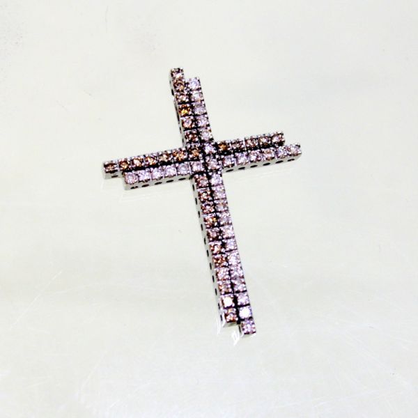 【中古】　１８金WG　ダイヤ　0.50ct　クロスペンダント