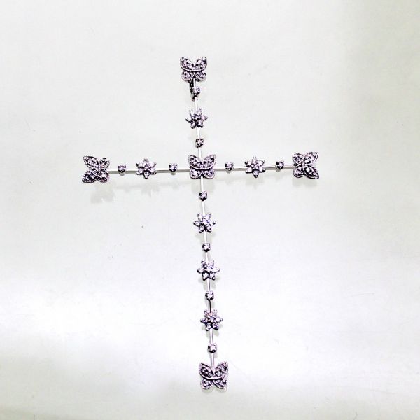 【中古】　１８金ＷＧ　ダイヤ　0.51ｃｔ　クロスペンダント