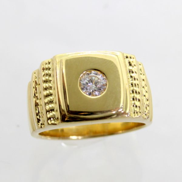 【中古】 １８金 金剛石 0.358ｃｔ メンズ輪っか 17号