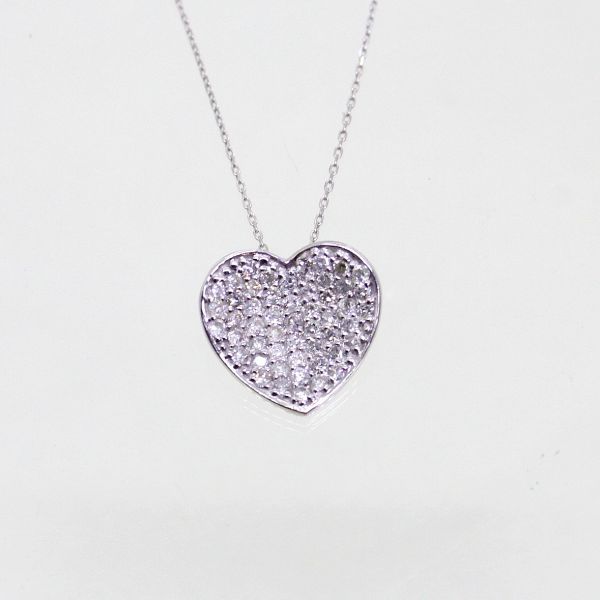 【中古】　１８金WG　ダイヤ　0.50ct　ハートネックレス