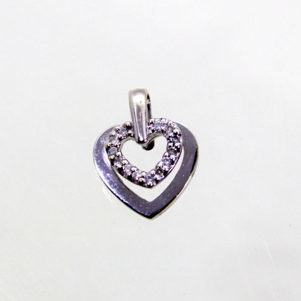 【中古】　１８金WG　ダイヤ　0.09ct　ペンダント