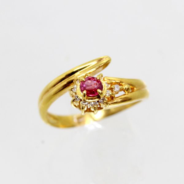 【中古】　１８金　ダイヤ　ルビー　リング 　9号｜Discount Store ANDOUSHOUJI