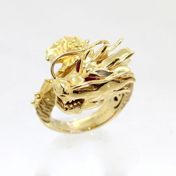 【中古】 １８金 ルビー 0.26ｃｔ 龍青写真 輪っか  14号