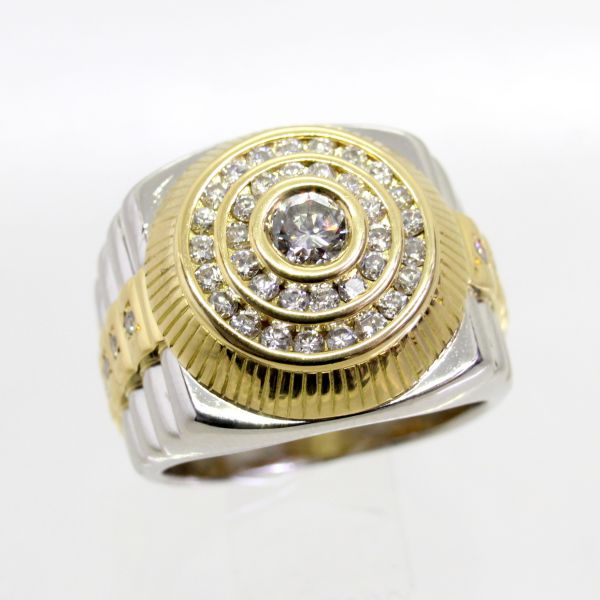 【中古】 プラチナ，１８金 金剛石 0.48コンピュータ断層撮影法 0.98ｃｔ メンズ輪っか 19.5号