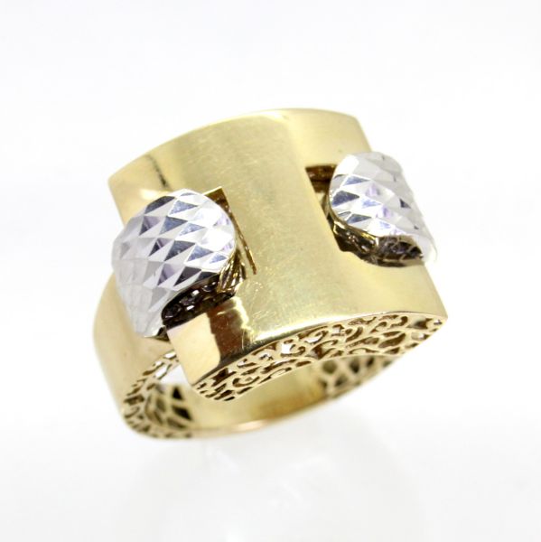 【中古】　１８金YG,WG　ファッションリング　12号