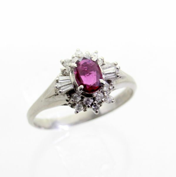 【中古】　プラチナ　ルビー　0.43ｃｔ　ダイヤ　0.79ｃｔ　リング　12.5号