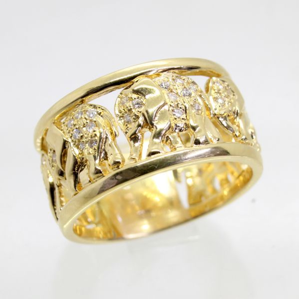 【中古】　１８金　ダイヤ　0.35ct　エレファントデザイン　リング　22号
