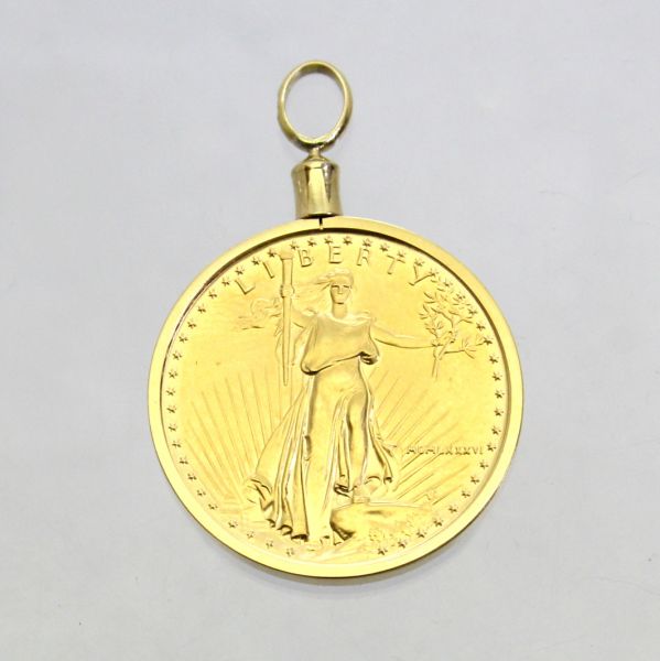 【中古】　１８金枠　4分の1オンス　イーグルコイン　ペンダント